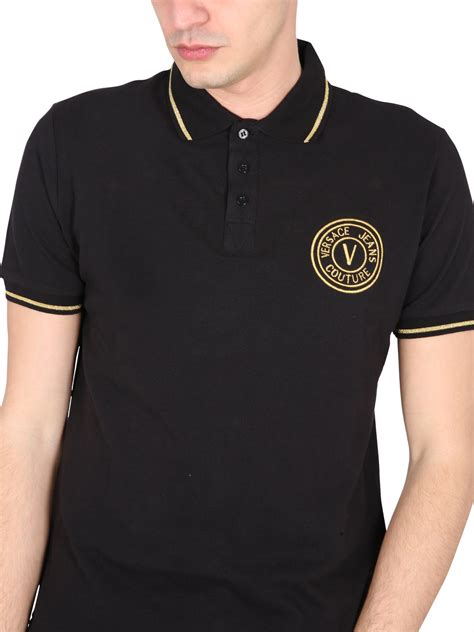 versace jeans tipped polo|Versace Jeans Couture Cotton Piqué Metallic Tipped Logo Print .